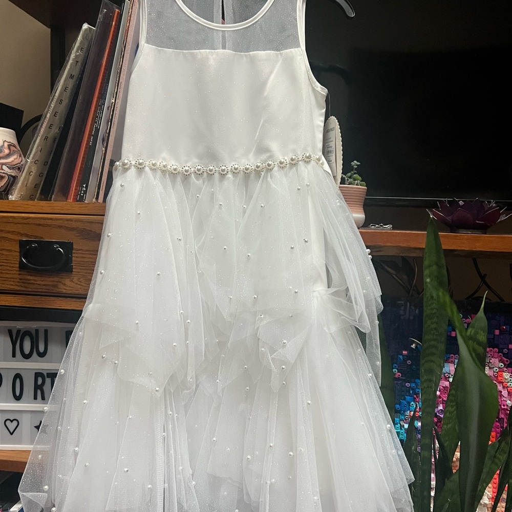 American Princess White Dress with Pearl Details